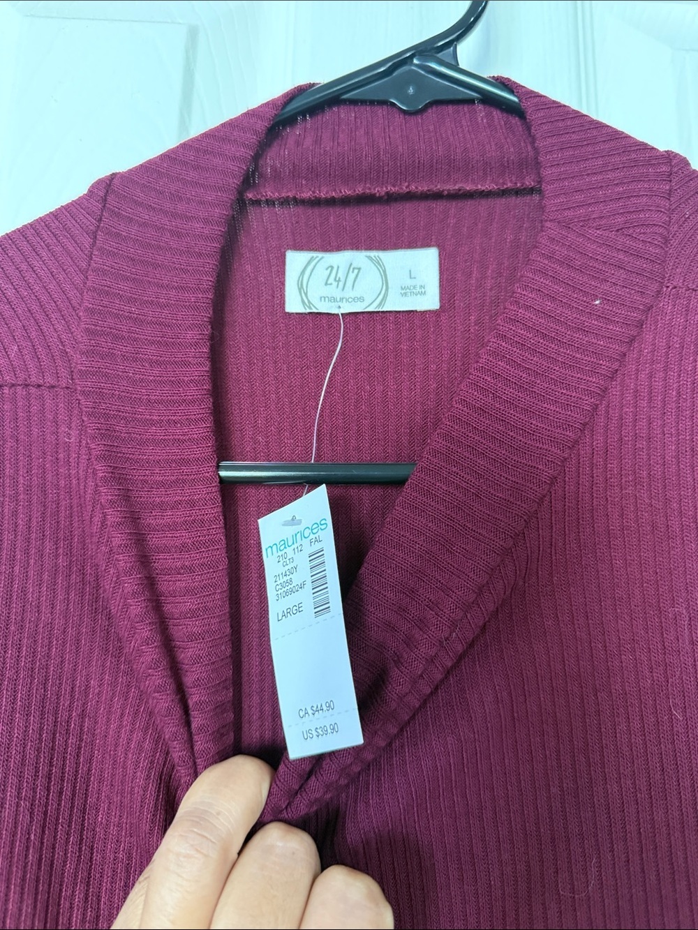 Maurices 24/7 Ribbed Mock Neck burgundy Dress size Large - Picture 3 of 4